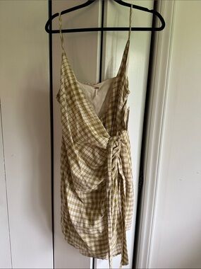Free People Nodia Wrap Summer Gingham Mini Dress Size 12